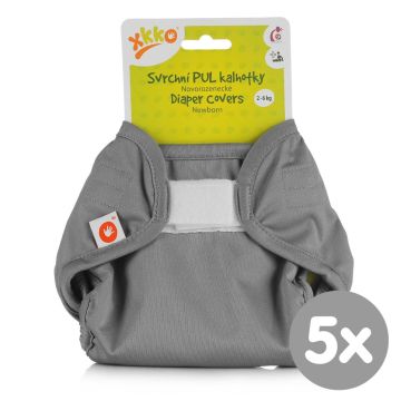 Svrchní PUL kalhotky XKKO Newborn - Grey 5x1ks (VO bal.)