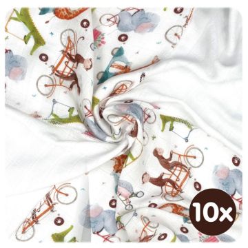 Bambusové ubrousky XKKO BMB 30x30 - ZOO on the Road MIX 10x9ks VO bal.