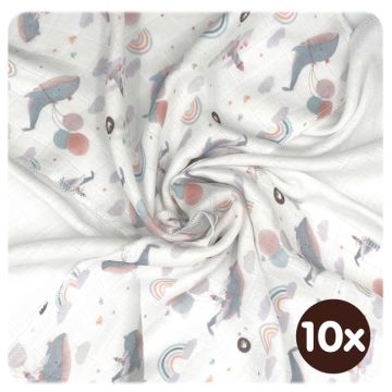 Bambusové ubrousky XKKO BMB 30x30 Digi - Sky Whale MIX 10x9ks VO bal.
