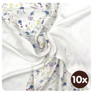 Bambusové ubrousky XKKO BMB 30x30 Digi - Blue Wildflowers MIX 10x9ks VO bal.