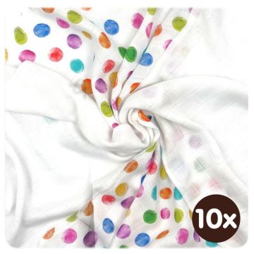 Bambusové ubrousky XKKO BMB 30x30 Digi - Watercolour Polka Dots MIX 10x9ks VO bal.