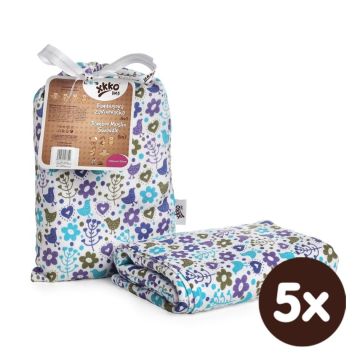 Bambusová zavinovačka XKKO BMB 120x120 - Flowers&Birds Boys 5x1ks VO bal.