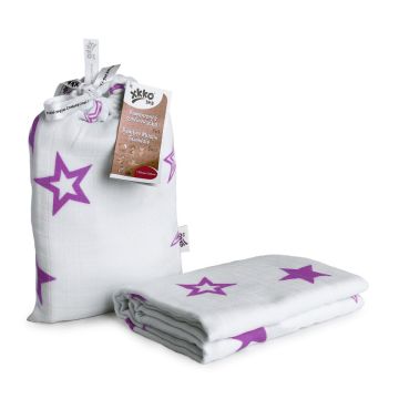 Bambusová zavinovačka XKKO BMB Lilac Stars 120x120cm 