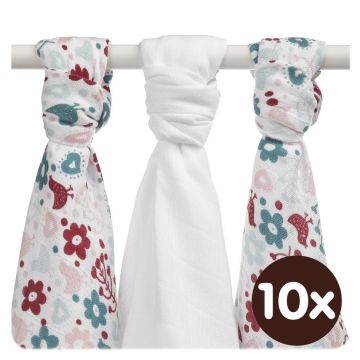 Bambusové pleny XKKO BMB 70x70 - Flowers&Birds Girls MIX 10x3ks VO bal.