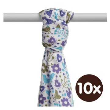 Bambusová osuška XKKO BMB 90x100 - Flowers&Birds Boys 10x1ks VO bal.