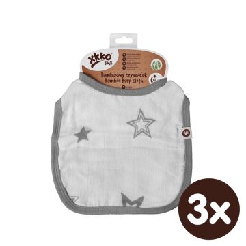 Bambusový bryndáček XKKO BMB - Silver Stars 3x1ks VO bal.