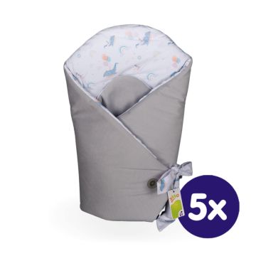 Bavlněná zavinovačka XKKO LUX s kokosovou vložkou - Sky Whale 5x1ks (VO bal.)