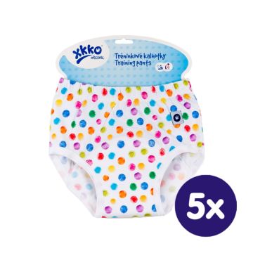 Tréninkové kalhotky XKKO Organic - Watercolor Polka Dots Velikost M 5x1ks (VO balení)