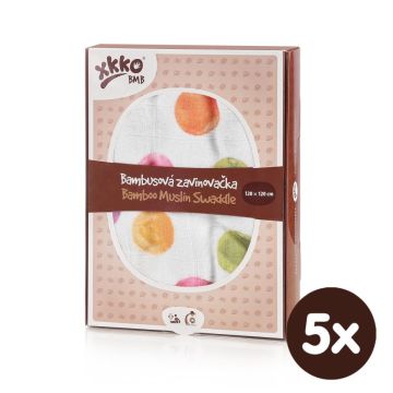 Bambusová zavinovačka XKKO BMB 120x120 Digi - Watercolour Polka Dots 5x1ks VO bal.