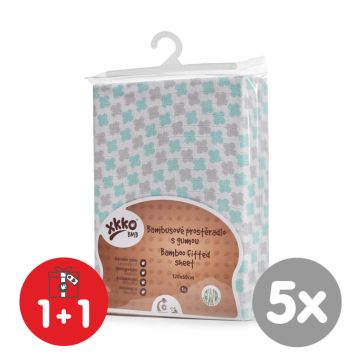 Bambusové prostěradlo s gumou XKKO BMB 120x60 - Mint Cross 5x1ks (VO bal.)