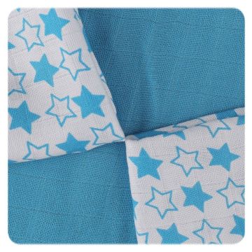 Bambusové ubrousky XKKO BMB 30x30 - Little Stars Cyan MIX 