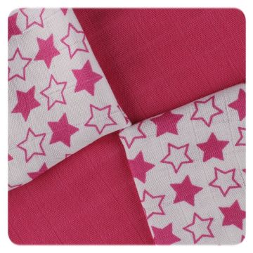 Bambusové ubrousky XKKO BMB 30x30 - Little Stars Magenta MIX 