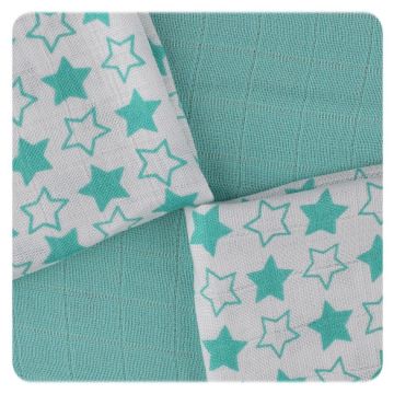 Bambusové ubrousky XKKO BMB 30x30 - Little Stars Turquoise MIX 