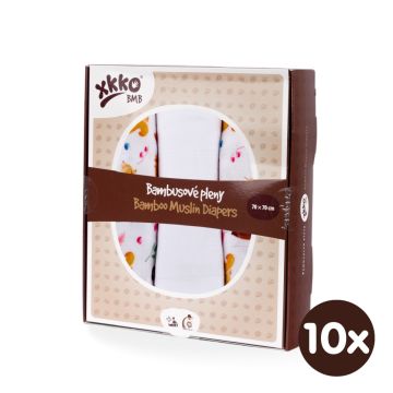 Bambusové pleny XKKO BMB 70x70 Digi - Wild Forest MIX 10x3ks VO bal.