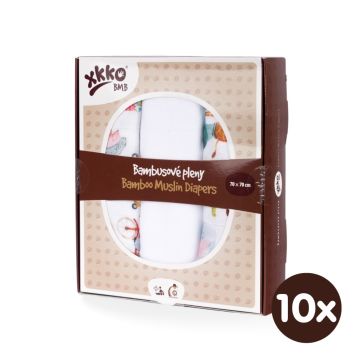 Bambusové pleny XKKO BMB 70x70 Digi - ZOO on the Road MIX 10x3ks VO bal.