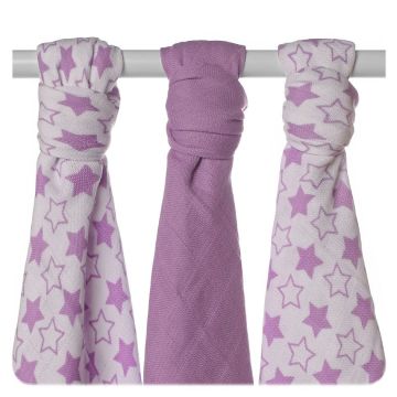 Bambusové pleny XKKO BMB 70x70 - Little Stars Lilac MIX 3ks