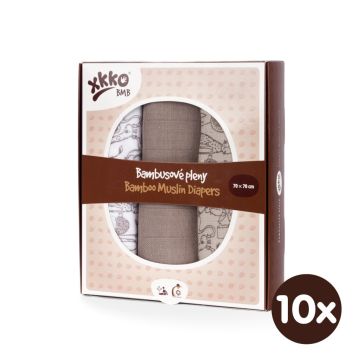 Bambusové pleny XKKO BMB 70x70 - Safari Atmosphere MIX 10x3ks VO bal.