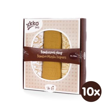 Bambusové pleny XKKO BMB 70x70 - Safari Honey Mustard MIX 10x3ks VO bal.