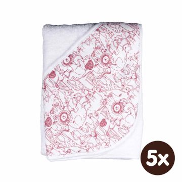 Bambusová froté osuška s kapucí XKKO BMB 90x90 - Safari W/Mesa Rose 5x1ks (VO bal.)