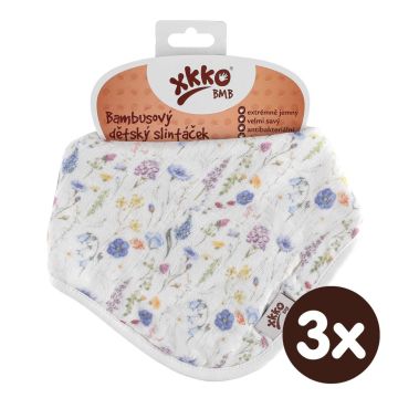 Bambusový slintáček XKKO BMB Digi - Blue Wildflowers 3x1ks VO bal.