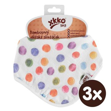 Bambusový slintáček XKKO BMB Digi - Watercolour Polka Dots 3x1ks VO bal.