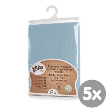 Bambusové prostěradlo s gumou XKKO BMB 50x70 - Baby Blue 5x1ks (VO bal.)