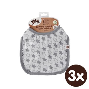 Bambusový bryndáček XKKO BMB - Little Stars Silver 3x1ks VO bal.