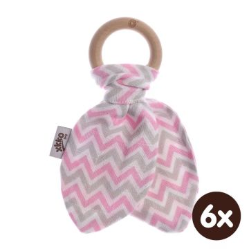 Kousátko XKKO BMB Lístky - Chevron Baby Pink 6x1ks (VO bal.)
