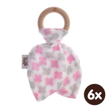 Kousátko XKKO BMB Lístky - Baby Pink Cross 6x1ks (VO bal.)