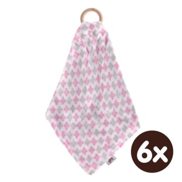 Kousátko XKKO BMB s plenkou - Baby Pink Cross 6x1ks (VO bal.)