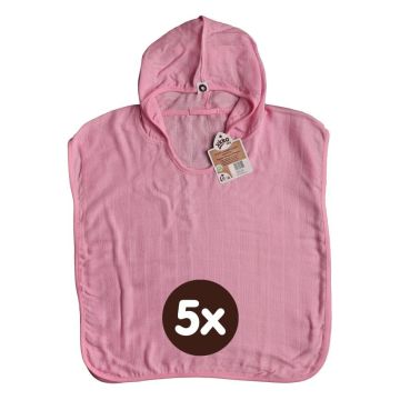 Bambusové mušelínové pončo XKKO BMB - Baby Pink 5x1ks (VO bal.)