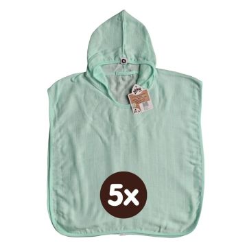 Bambusové mušelínové pončo XKKO BMB - Mint 5x1ks (VO bal.)