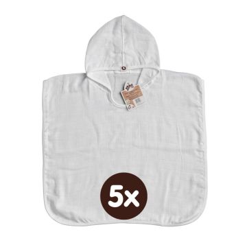 Bambusové mušelínové pončo XKKO BMB - Bílé 5x1ks (VO bal.)