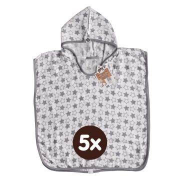 Bambusové mušelínové pončo XKKO BMB - Silver Little Stars Vel. 2 5x1ks (VO bal.)
