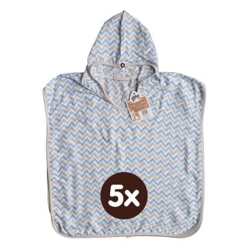 Bambusové mušelínové pončo XKKO BMB - Chevron Baby Blue 5x1ks (VO bal.)
