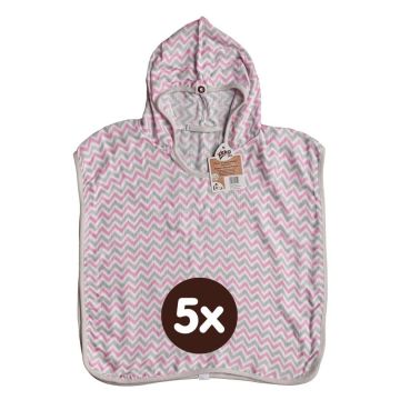 Bambusové mušelínové pončo XKKO BMB - Chevron Baby Pink 5x1ks (VO bal.)