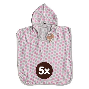 Bambusové mušelínové pončo XKKO BMB - Cross Baby Pink 5x1ks (VO bal.)