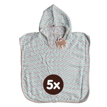 Bambusové mušelínové pončo XKKO BMB - Chevron Mint 5x1ks (VO bal.)