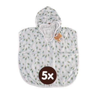 Bambusové mušelínové pončo XKKO BMB Digi - Peacock Feathers 5x1ks (VO bal.)