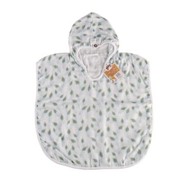 Bambusové mušelínové pončo XKKO BMB Digi - Peacock Feathers 