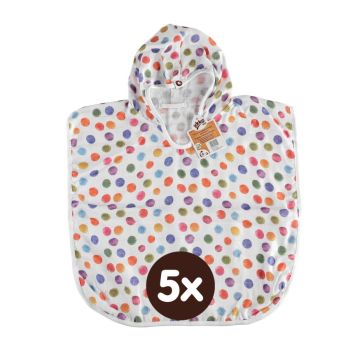 Bambusové mušelínové pončo XKKO BMB Digi - Watercolour Polka Dots Vel.1 5x1ks (VO bal.)