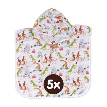 Bambusové mušelínové pončo XKKO BMB Digi - ZOO on the Road 5x1ks (VO bal.)