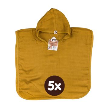 Bambusové mušelínové pončo XKKO BMB Colours - Honey Mustard 5x1ks (VO bal.)