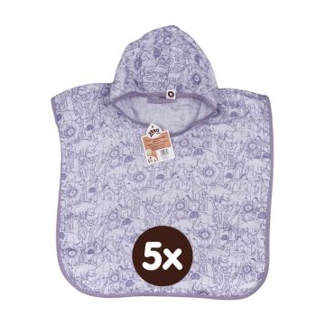 Bambusové mušelínové pončo XKKO BMB Safari - Lavender Aura 5x1ks (VO bal.)