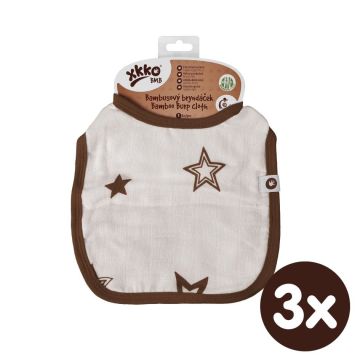 Bambusový bryndáček XKKO BMB - Natural Brown Stars 3x1ks VO bal.