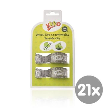 XKKO Klipy na kočárek 2ks - Metallic Silver 21x1pár VO bal.
