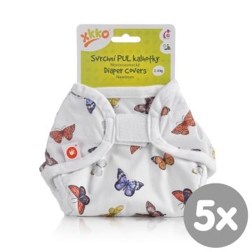 Svrchní PUL kalhotky XKKO Newborn - Butterflies 5x1ks (VO bal.)
