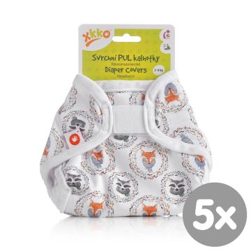 Svrchní PUL kalhotky XKKO Newborn - Fox&Raccoon 5x1ks (VO bal.)
