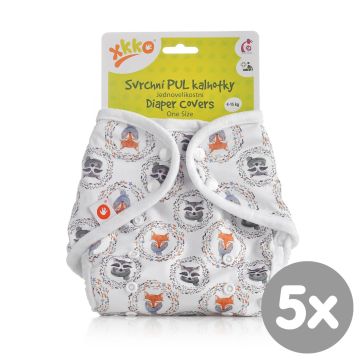 Svrchní PUL kalhotky XKKO One Size - Fox&Raccoon 5x1ks (VO bal.)