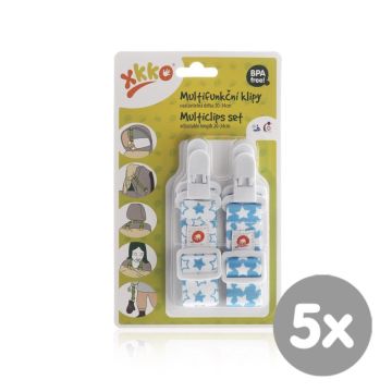 XKKO Multifunkční klipy - Little Stars Cyan MIX 5x2ks (VO balení)